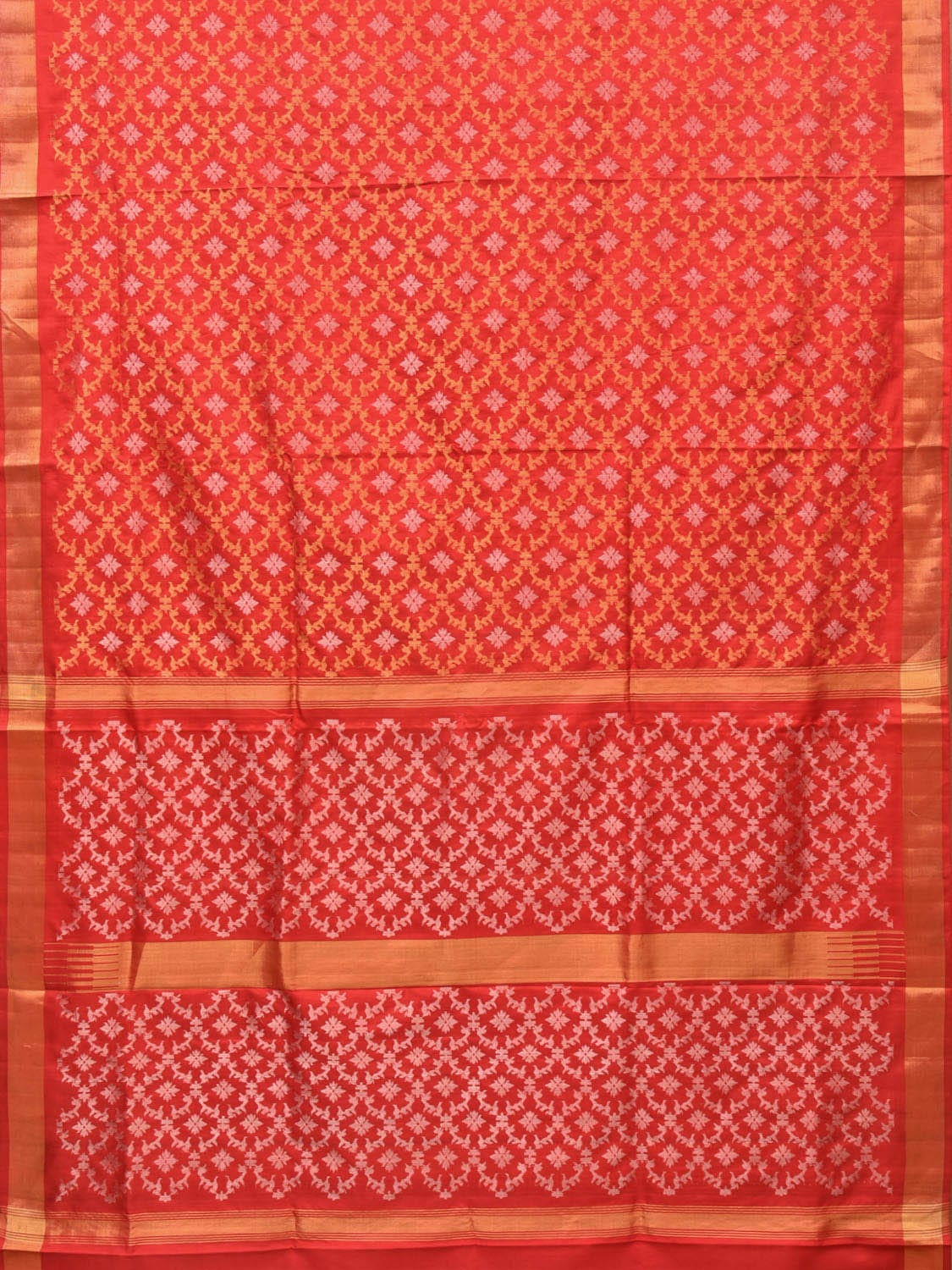 Red Uppada Silk Handloom Saree with All Over Jamdani Design - Global Threads | Swadesiicart