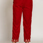 Yufta Red Velvet Embroidered Co-Ord Set With Cotton Lining - Swadesiicart