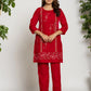 Yufta Pink Velvet Embroidered Tunic Co-Ord Set With Cotton Lining - Swadesiicart