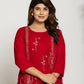 Yufta Pink Velvet Embroidered Tunic Co-Ord Set With Cotton Lining - Swadesiicart