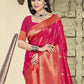 Anaita Red Soft Silk Woven Saree With Blouse
