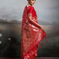 Anaita Red Silk Blend Woven Saree With Blouse