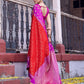 Anaita Red Soft Silk Woven Saree With Blouse