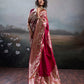 Anaita Red Silk Blend Woven Saree With Blouse