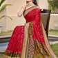 Anaita Red Silk Saree With Blouse Piece