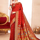 Anaita Red Banarasi Saree With Blouse Piece