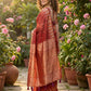 Anaita Red Linen Woven Work Saree With Blouse