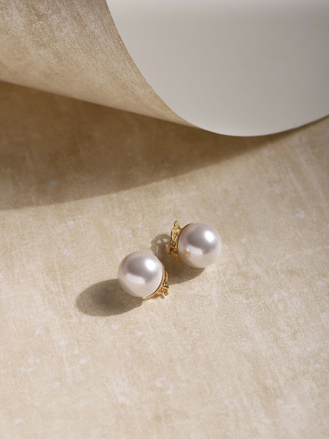 Pearl White Shine Studs- Ruby Raang | Swadesiicart