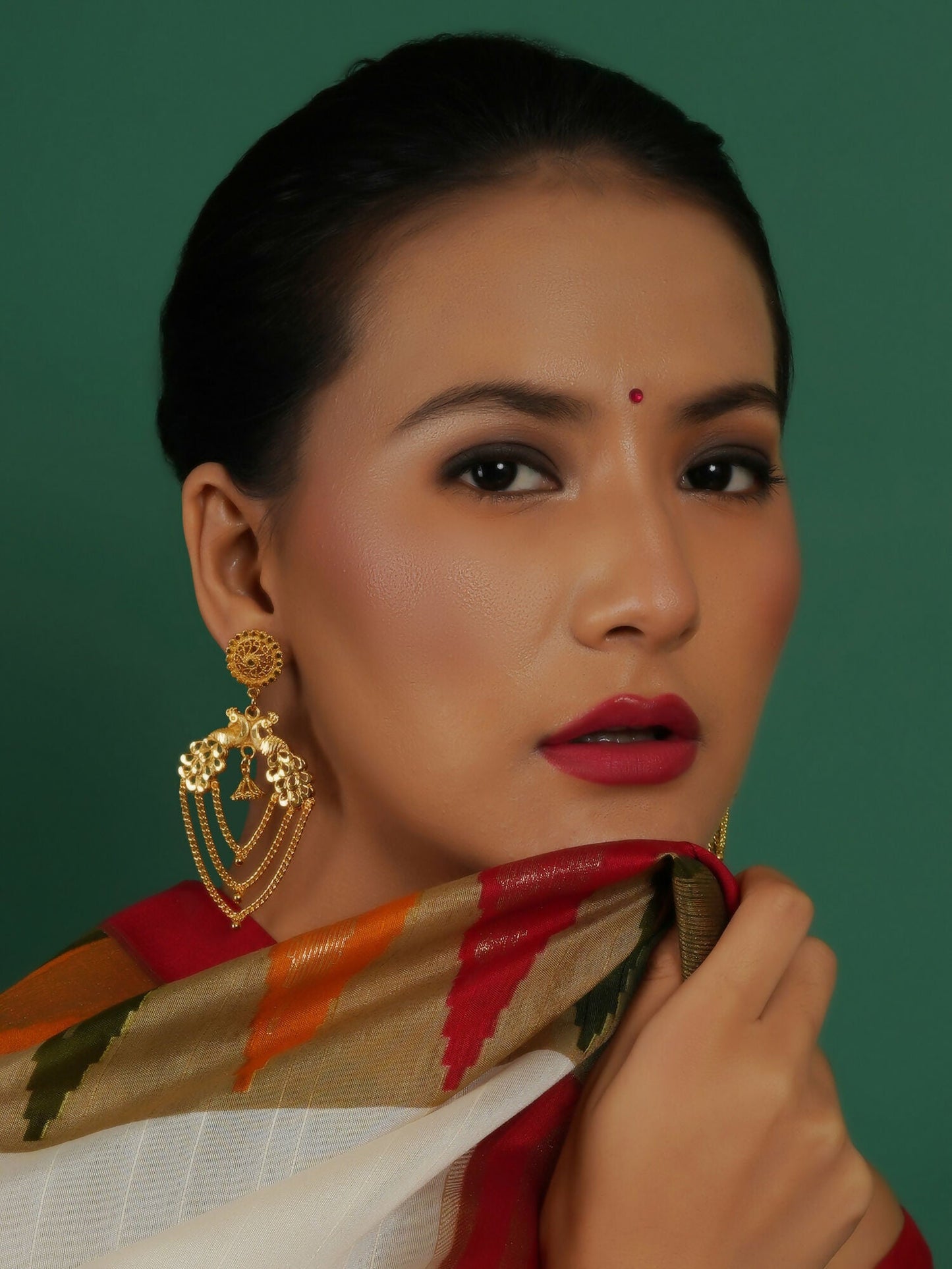 Golden Earrings (Gold) - Ruby Raang - Swadesiicart