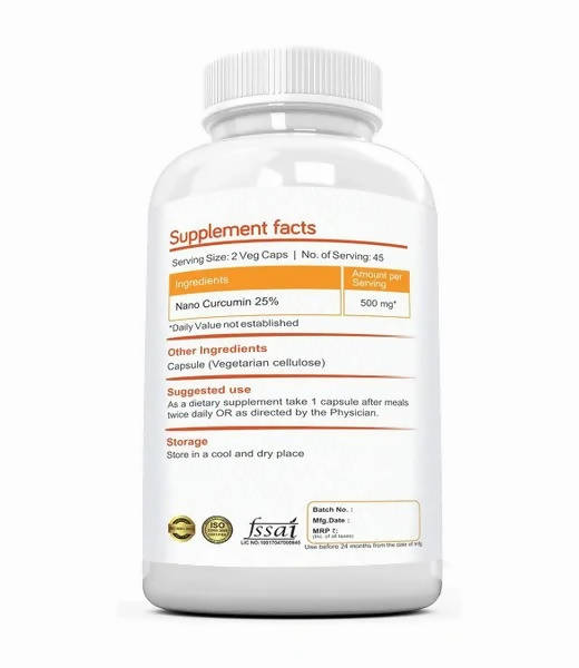 Ramini Bio Nutrition Nano Curcumin 500mg Veg Capsules | Swadesiicart