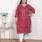 Miravan Women's Plus Size Bandhej Printed Rayon Kurta Magenta - Swadesiicart
