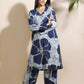 Breathables Women’S Loungewear Long Kurta Co-Ord Set Cotton Blue Floral Print