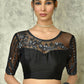 Black Silk Solid Designer Saree with Blouse - Purvi