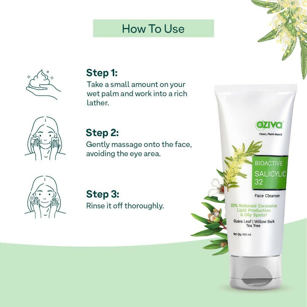 OZiva Bioactive Salicylic 32 Face Cleanser - Swadesiicart