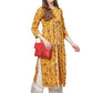 Ahalyaa Women's Mustard Crepe Digital Printed Kurta | Swadesiicart