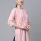 Ahalyaa Women Baby Pink Beautiful Pure Cotton Printed Tunic | Swadesiicart
