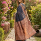 Shree Shyam Fashion Navy Blue Linen Cotton Saree
