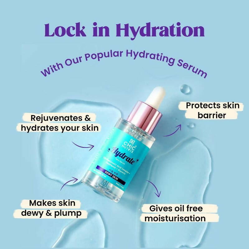 Chicnutrix Korean Hydrate Face Serum – 5% Hyaluronic Acid Complex For Skin Hydration & Skin Barrier Repair, Korean Skincare | Swadesiicart