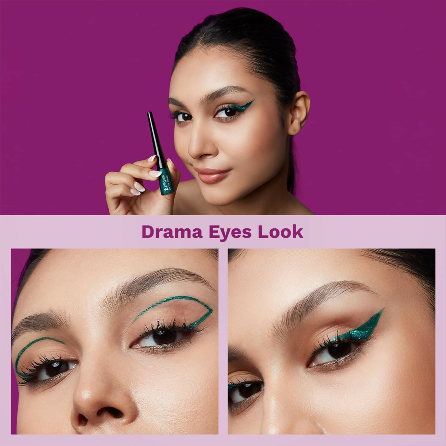 Pilgrim Metallic Eyeliner Green Envy, Long Lasting & Smudge Proof Enriched With Argan Oil - Swadesiicart