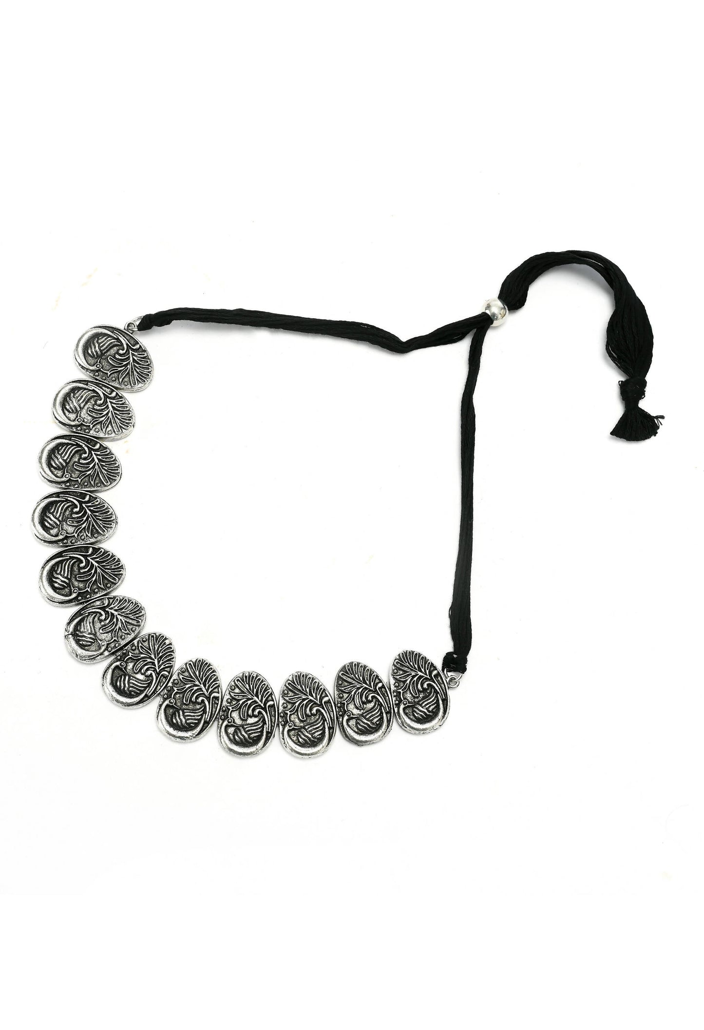Mominos Fashion Johar Kamal Oxidised Silver-Plated Brass Finish Choker For Women | Swadesiicart