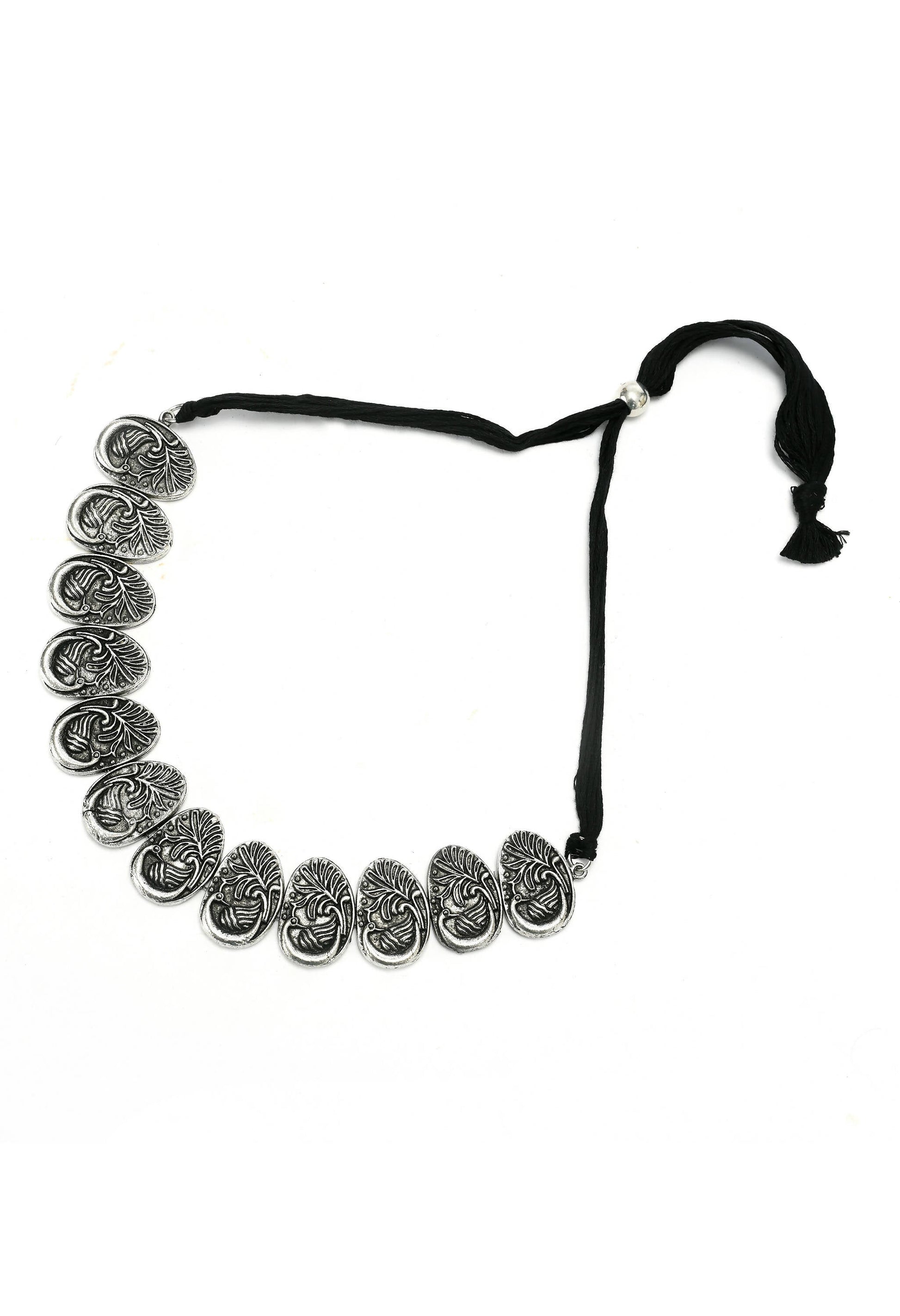 Mominos Fashion Johar Kamal Oxidised Silver-Plated Brass Finish Choker For Women | Swadesiicart
