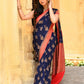 Joban Fashion Navy Blue Crepe Chiffon Pure Handloom Banarasi Silk Saree | Swadesiicart