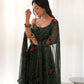 Joban Fashion Bottle Green Kurta Set Chiffon Sequin Embroidery Work - Swadesiicart