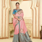 Pink Silk Georgettethread And Zari Embroidery, Laser Cut Buttas, Tassels Saree - Norita Hit - Swadesiicart