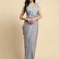 Grey Chiffon Solid Ready to wear Saree with stitched Blouse - Aayan | Swadesiicart