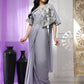 Grey Chiffon Solid Ready to wear Saree with stitched Blouse - Aayan | Swadesiicart