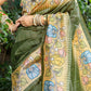 Vishnu Weaves Women's Mahendi Cotton Silk Woven Saree with Blouse - Swadesiicart