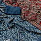 Grey Silk Blend Ajrak Saree with Unstitched Blouse - Hiral Fashion | Swadesiicart