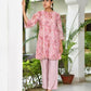 Vaasva Women's Pink Organza Digital Printed Cord Set - Swadesiicart