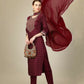 Jyoti Fashion Women's Maroon Silk Blend Embroidery & Sequence work Kurta with Trouser & Dupatta | Swadesiicart