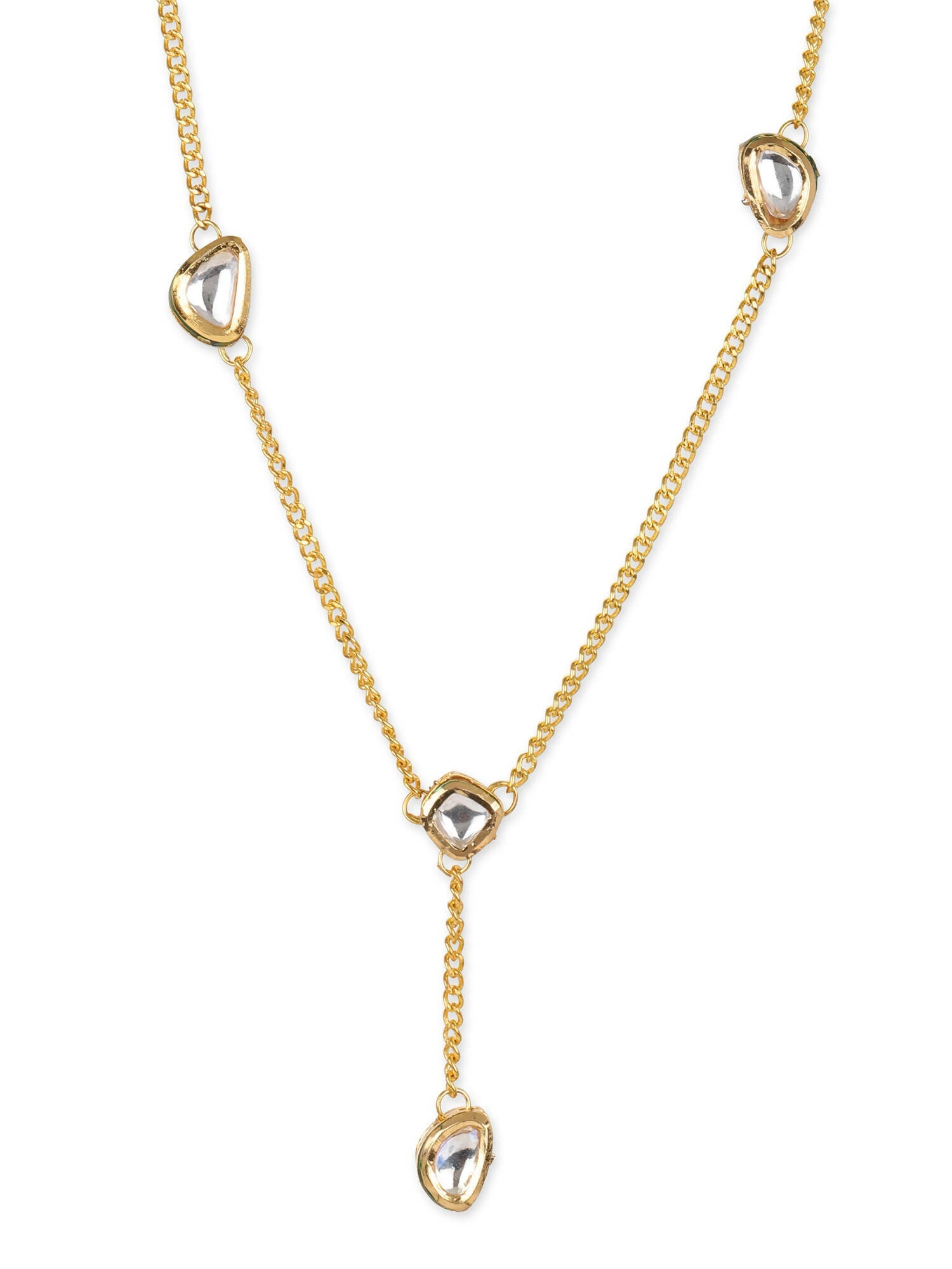 Gold-Toned White Brass Gold-Polished Necklace - Ruby Raang | Swadesiicart