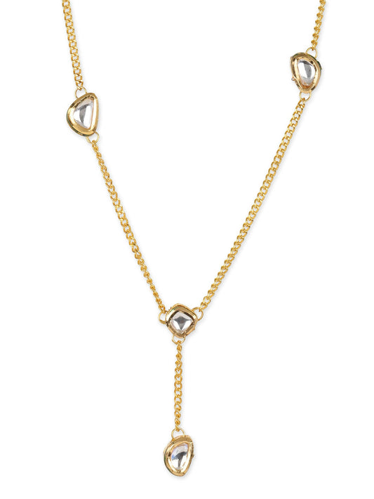 Gold-Toned White Brass Gold-Polished Necklace - Ruby Raang | Swadesiicart