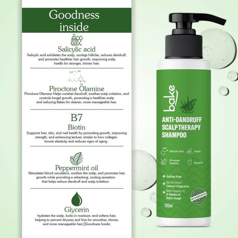 Bake 2% Salicylic Acid Anti Dandruff Scalp Therapy Shampoo | Swadesiicart