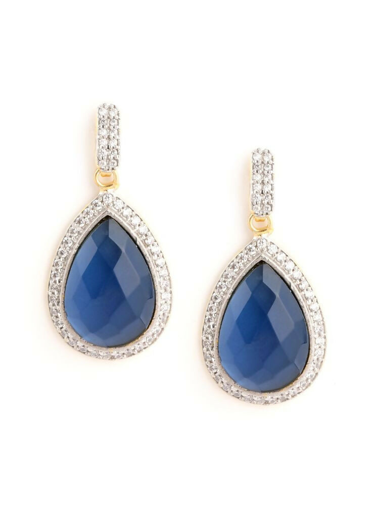 Nuyug 22K Gold Plated Azure Muse Contemporary Drop Earrings | Swadesiicart