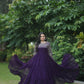 Jyoti Fashion Women's Purple Sequins Zari Embroidered Faux Georgette Anarkali Dress | Swadesiicart