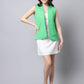 Even Apparels Green Polyblend Open Front Women's Waistcoat | Swadesiicart