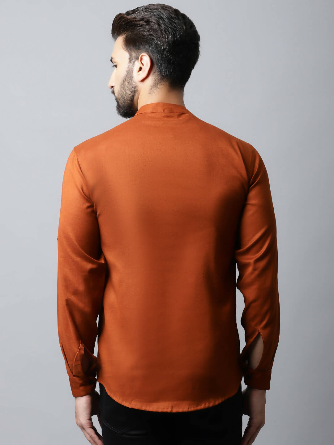 Even Apparels Brown Color Linen Pure Cotton Men's Kurta With Side Placket (SLD1137) | Swadesiicart