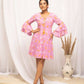 FIORRA Women's Light Pink Georgette Floral Printed Western Dress - Swadesiicart
