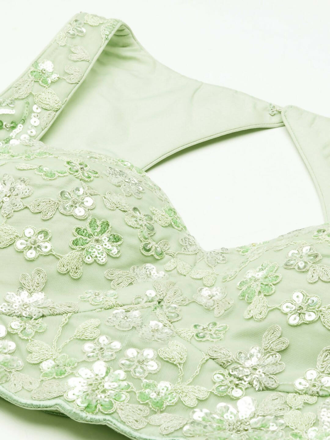 House of Panchhi Lime Green Net Sequins and Zarkan embroidery Lehenga choli & Dupatta | Swadesiicart