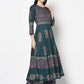 Aniyah Rayon Teal Blue Color Block Print Anarkali Palazzo Set (AN-220K)