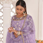 Aastha Fashion Lavender Butterfly Net White Cotton Thread Work, Zari Work And Sandwich Sequence Work Embroidery Wedding Wear Lehenga Choli