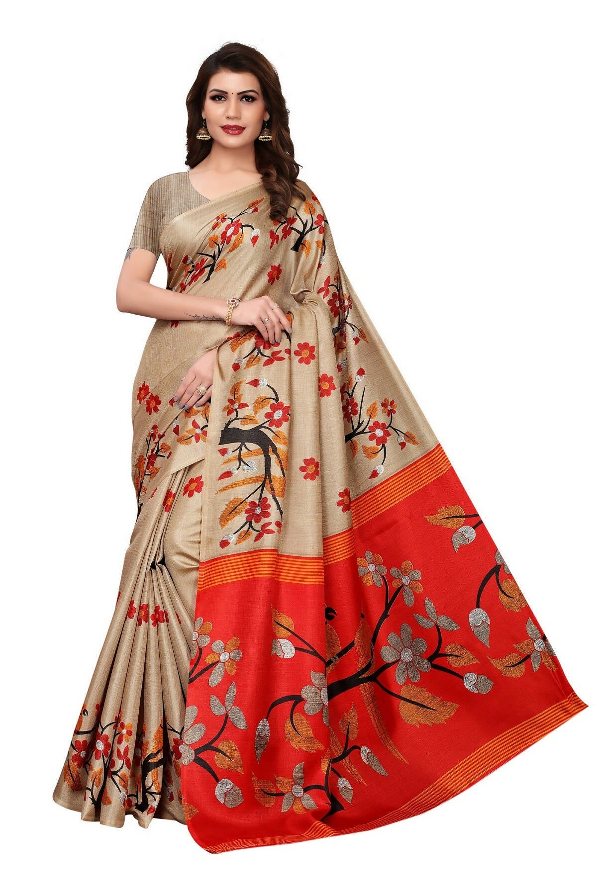 Vamika Chiku Kalamkari With Jhalar Khadi Silk Saree - Vamika