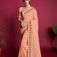 Vamsee Peach Georgette Designer Saree - Swadesiicart