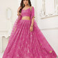 Aastha Fashion Pink Butterfly Net Tone To Tone Thread Work, Sequence Work And Original Mirror Work Embroidery Wedding Wear Lehenga Choli