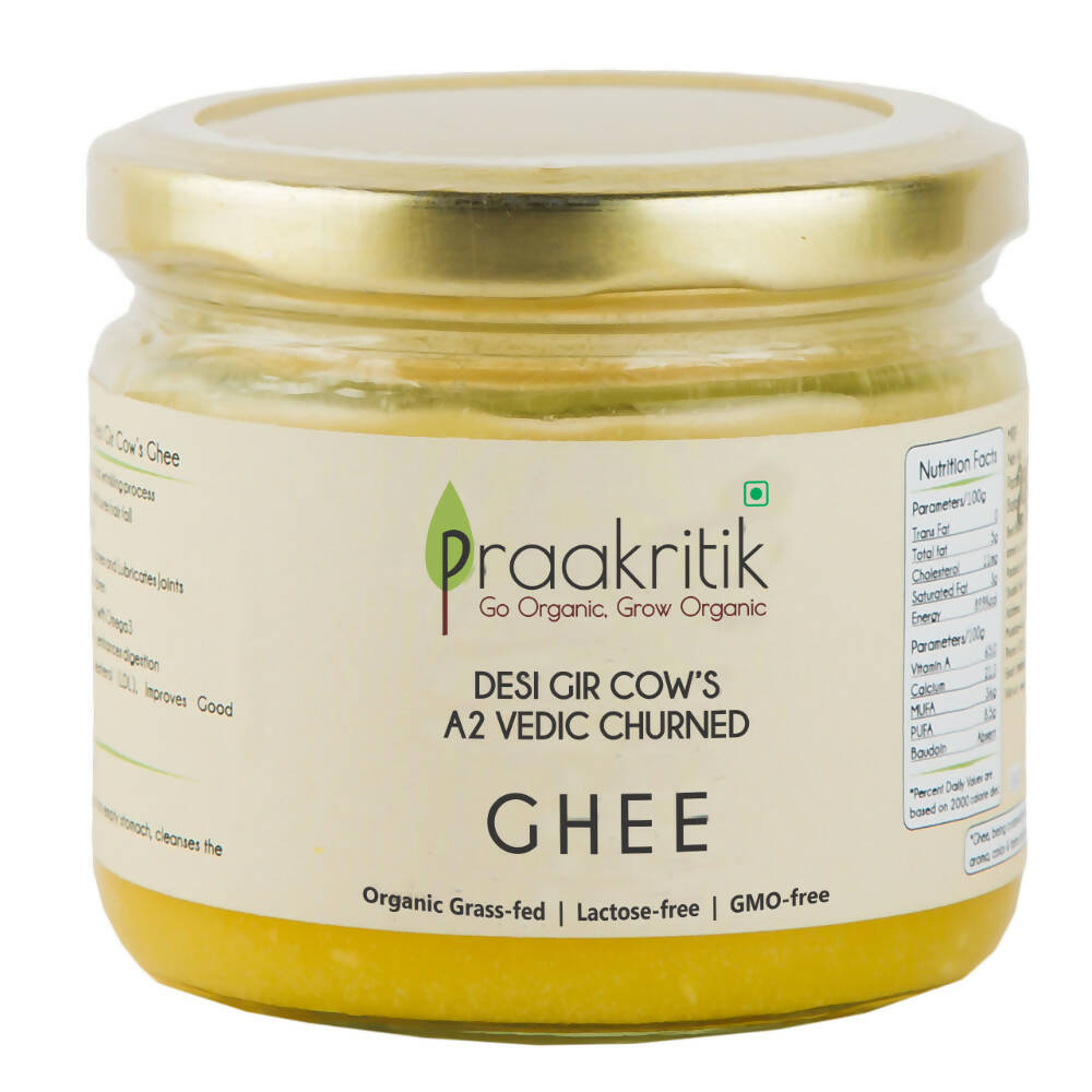 Praakritik Natural Desi Gir Cow A2 Ghee | Organic Grassfed - Vegetarian GMO Free Lactose Free - Cow Ghee - Praakritik Organics