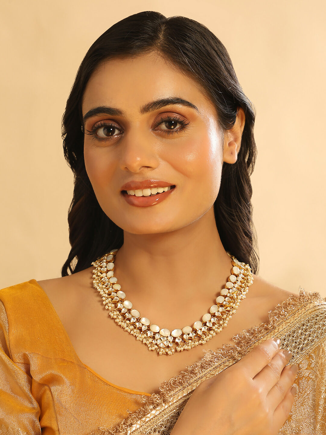 Nuyug 22K Gold Plated Ivory Dusk MOP Necklace | Swadesiicart